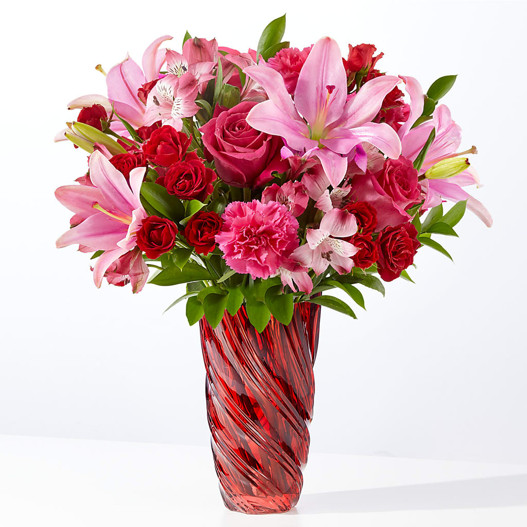 In Love Bouquet with Luxe Swirl Vase – Bloom Boutique Ny, Lake Grove NY