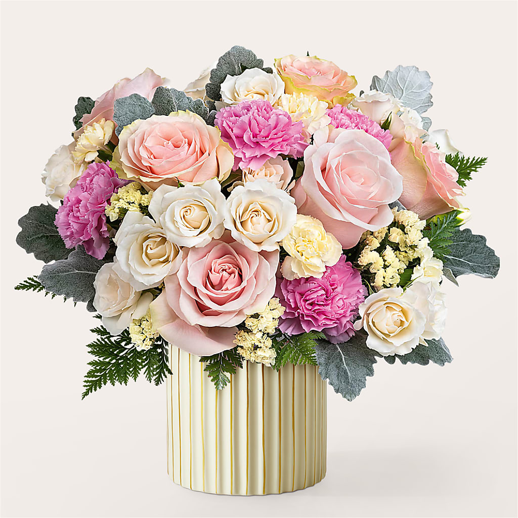 Blissful Moments Bouquet with Ivory Vase – Bloom Boutique Ny, Lake Grove NY