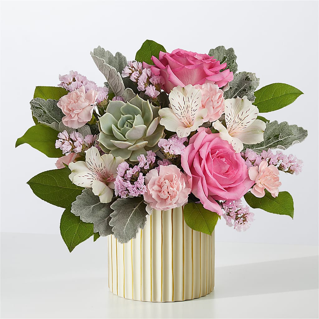 Dusty Rose Bouquet with Ivory Vase – Bloom Boutique Ny, Lake Grove NY