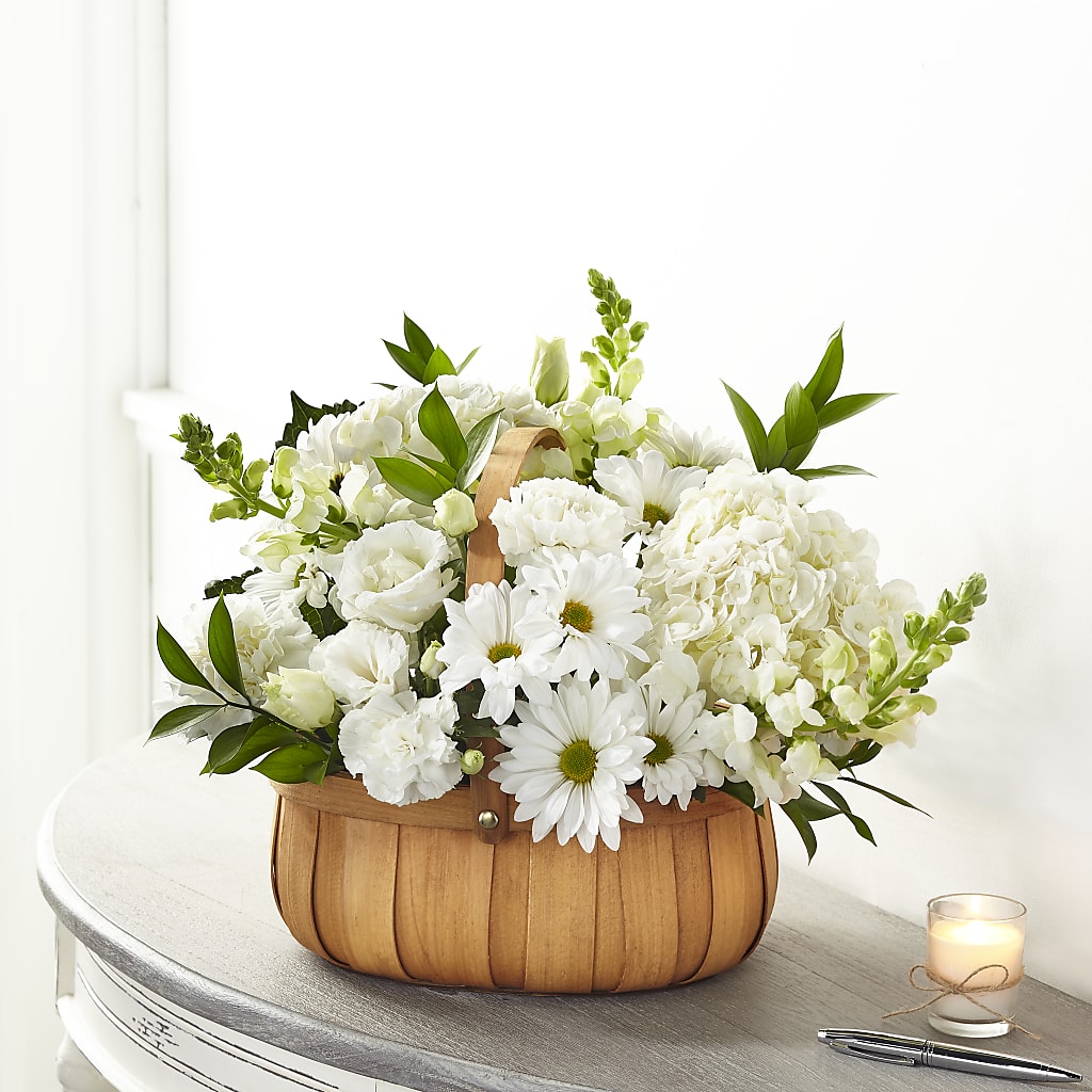 Pure Ivory Basket – Bloom Boutique Ny, Lake Grove NY