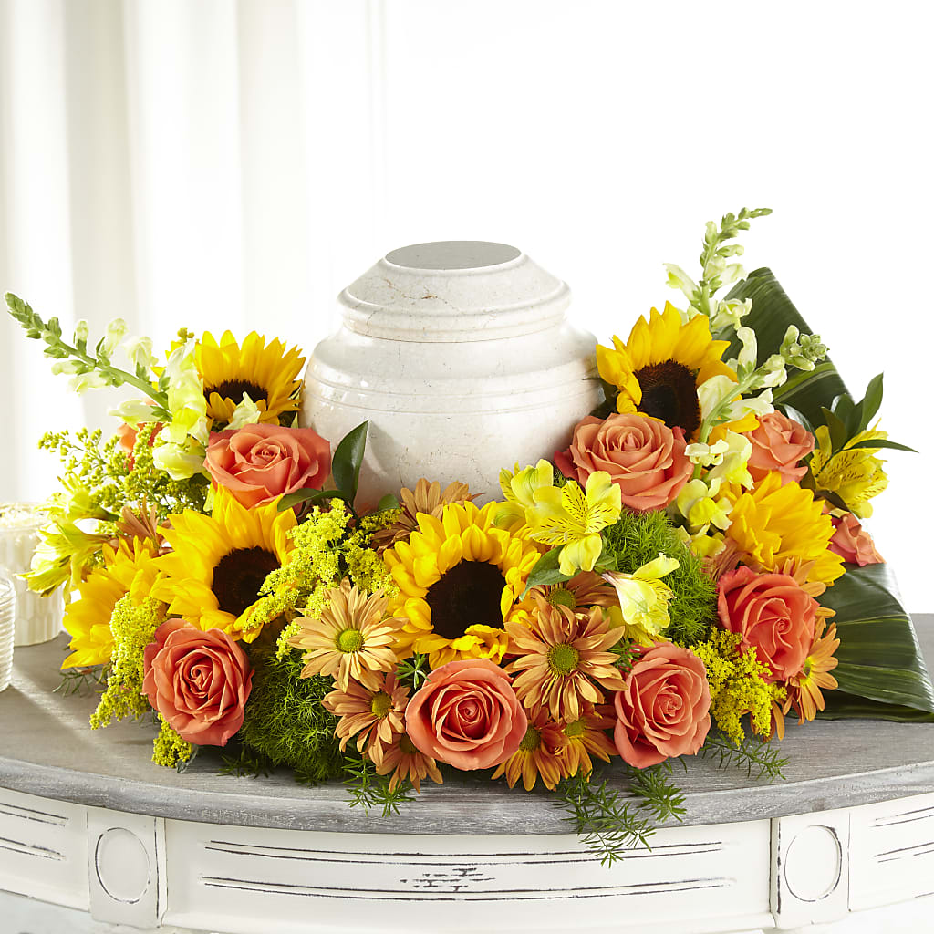 Faithful Sunflower Cremation Adornment – Bloom Boutique Ny, Lake Grove NY