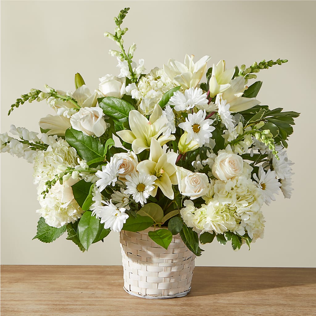 Ivory Elegance Floral Basket – Bloom Boutique Ny, Lake Grove NY