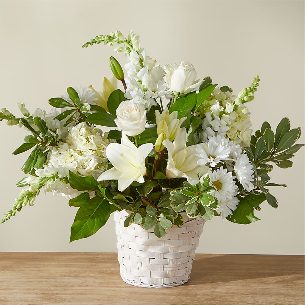 Ivory Elegance Floral Basket – Bloom Boutique Ny, Lake Grove NY