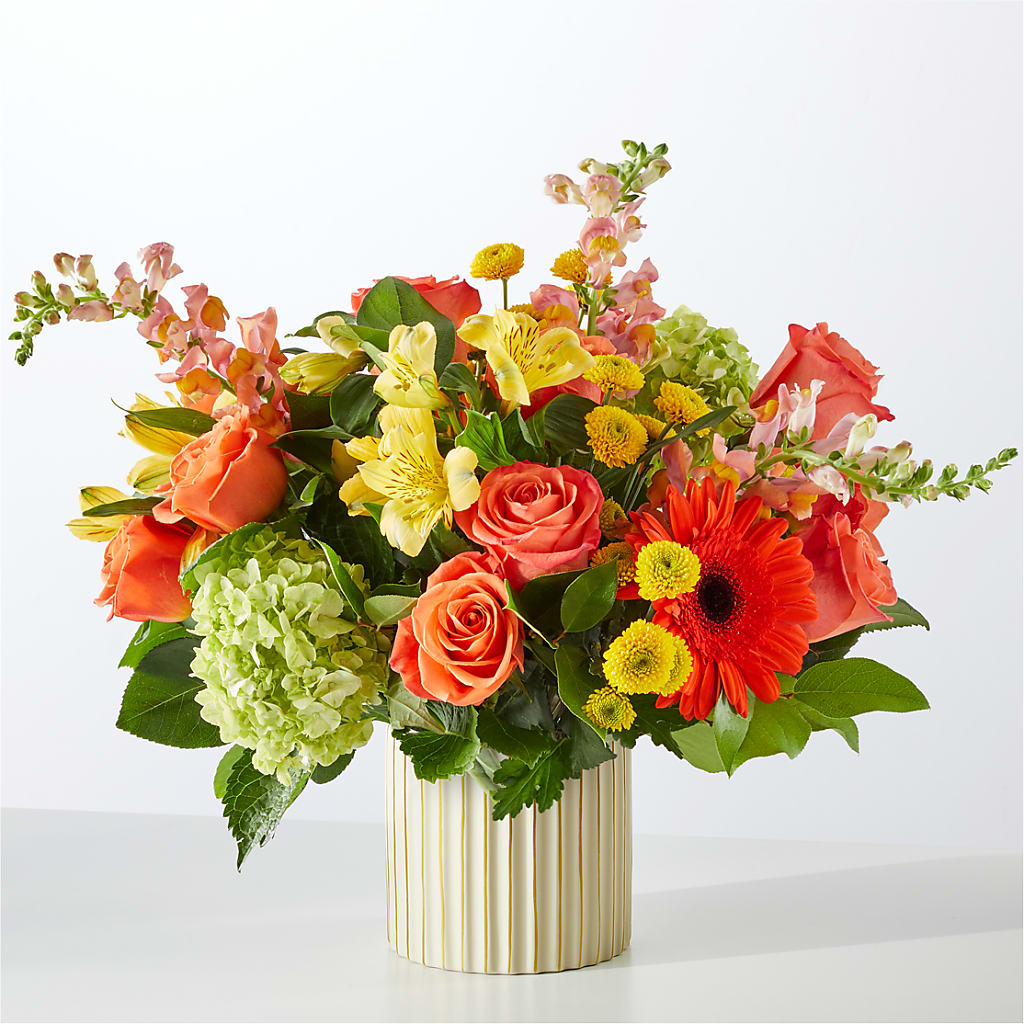 Autumn Sunshine Bouquet with Ivory Vase – Bloom Boutique Ny, Lake Grove NY