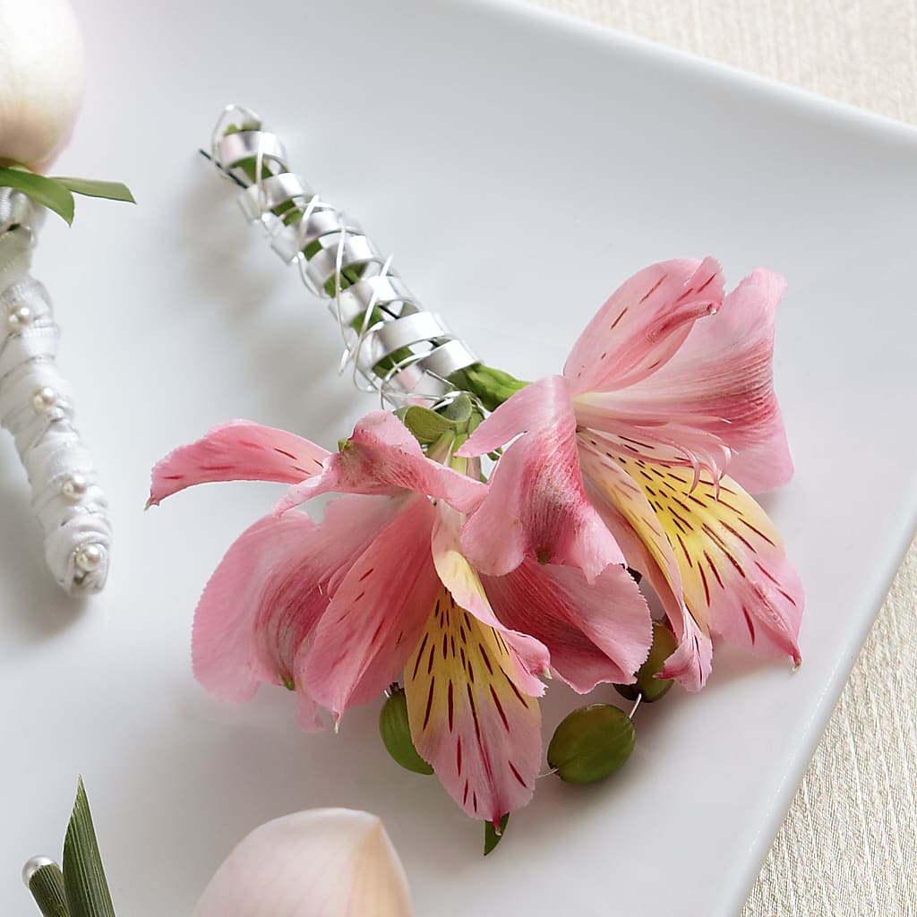 Pink Peruvian Lily Boutonniere – Bloom Boutique Ny, Lake Grove NY