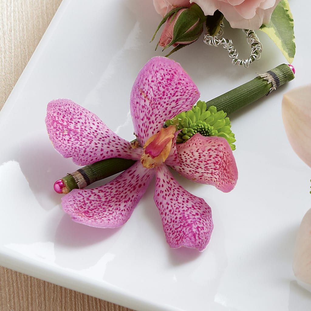 Pink Mokara Boutonniere – Bloom Boutique Ny, Lake Grove NY