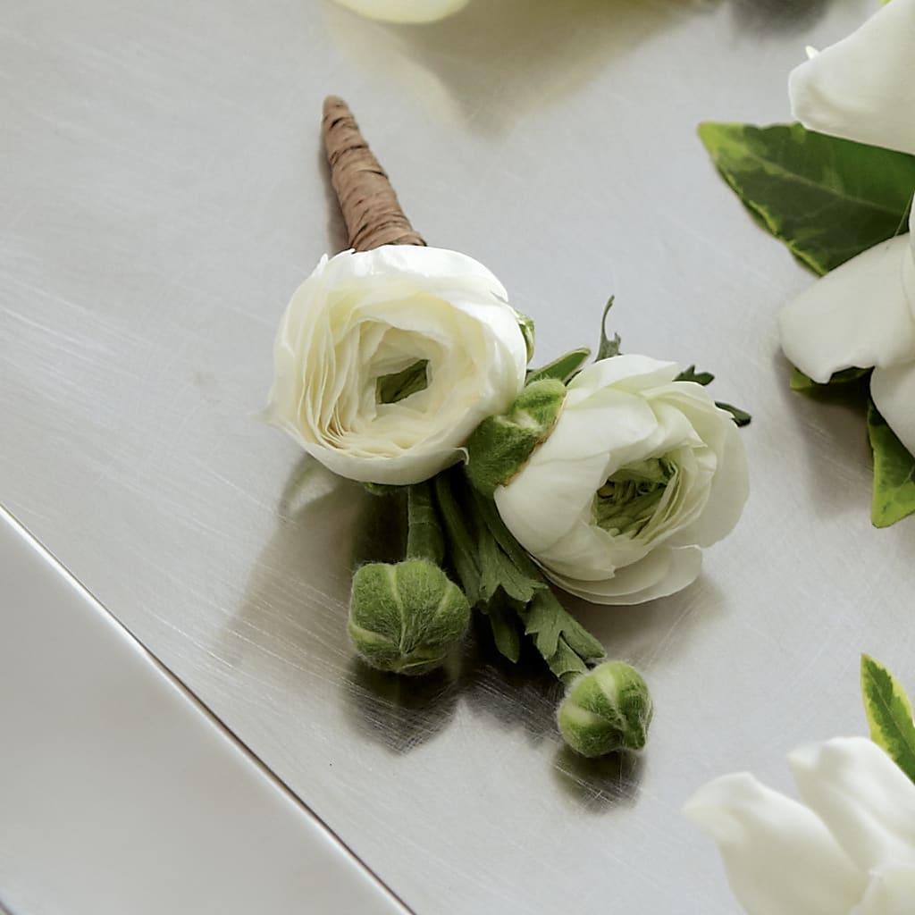 White Ranunculus Boutonniere – Bloom Boutique Ny, Lake Grove NY