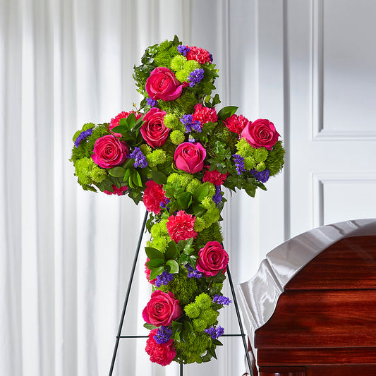 Tribute Rose Floral Cross –  Bloom Boutique Ny, Lake Grove NY