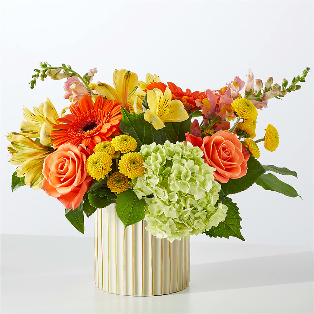 Autumn Sunshine Bouquet with Ivory Vase –  Bloom Boutique Ny, Lake Grove NY