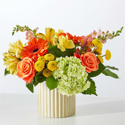 Autumn Sunshine Bouquet with Ivory Vase –  Bloom Boutique Ny, Lake Grove NY