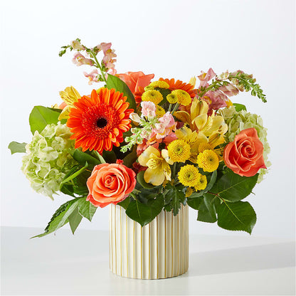 Autumn Sunshine Bouquet with Ivory Vase –  Bloom Boutique Ny, Lake Grove NY