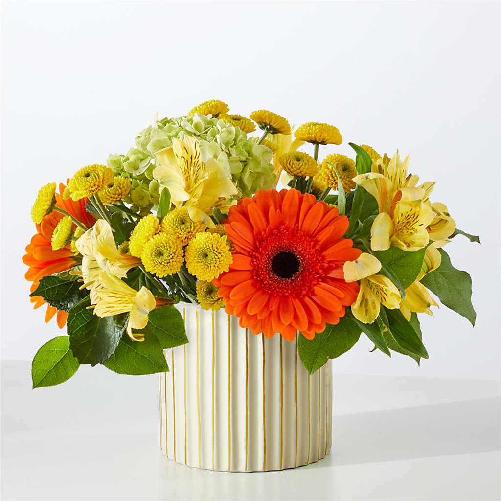 Autumn Sunshine Bouquet with Ivory Vase –  Bloom Boutique Ny, Lake Grove NY