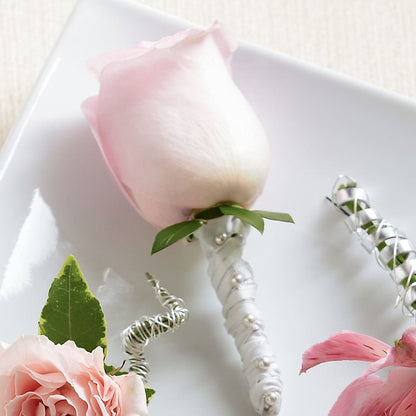 Pink Rose Boutonniere –  Bloom Boutique Ny, Lake Grove NY